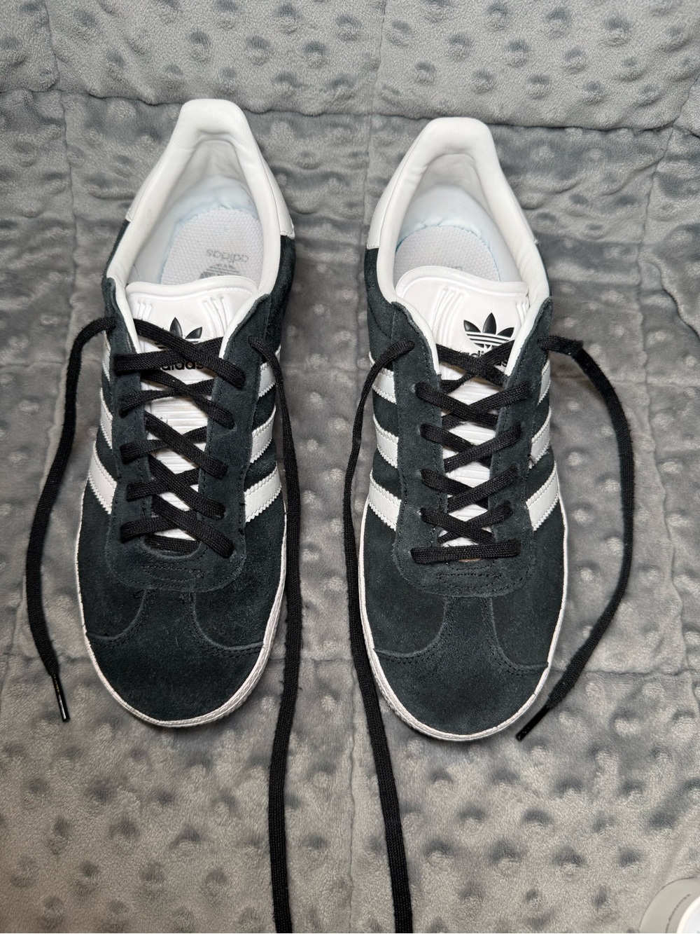 Adidas Black Suede Gazelle Sneakers with White Stripes